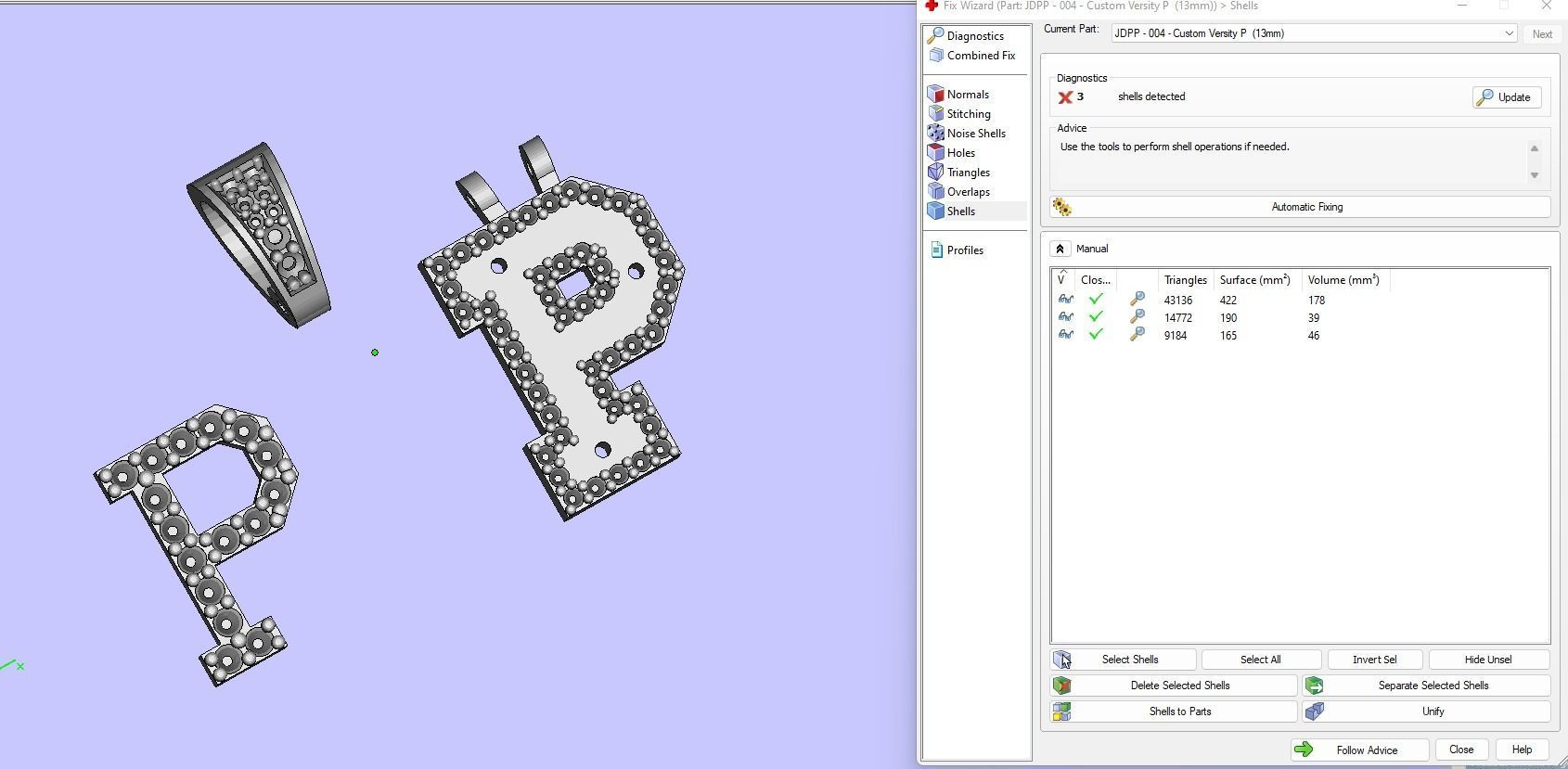 Custom Initial P Letter Diamond Pendant A to Z Alphabet Necklace 3D print model_16