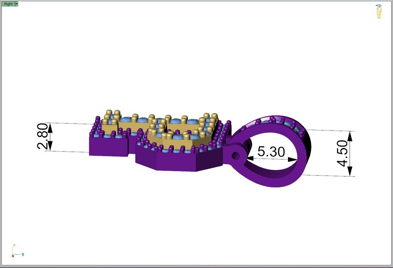 Custom Initial P Letter Diamond Pendant A to Z Alphabet Necklace 3D print model_7