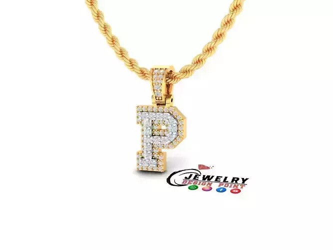 Custom Initial P Letter Diamond Pendant A to Z Alphabet Necklace