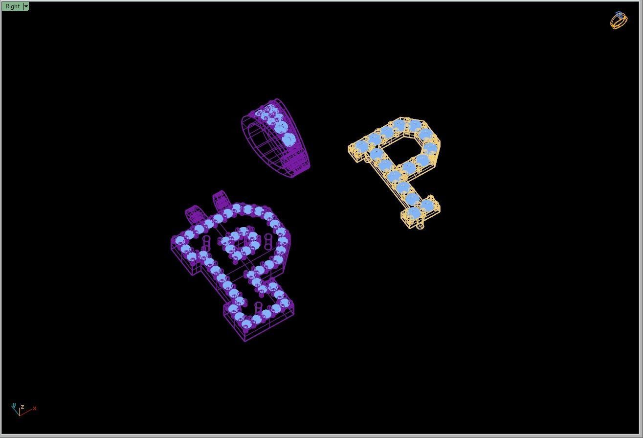 Custom Initial P Letter Diamond Pendant A to Z Alphabet Necklace 3D print model_14