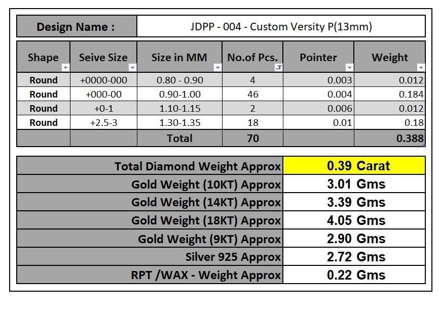 Custom Initial P Letter Diamond Pendant A to Z Alphabet Necklace 3D print model_18