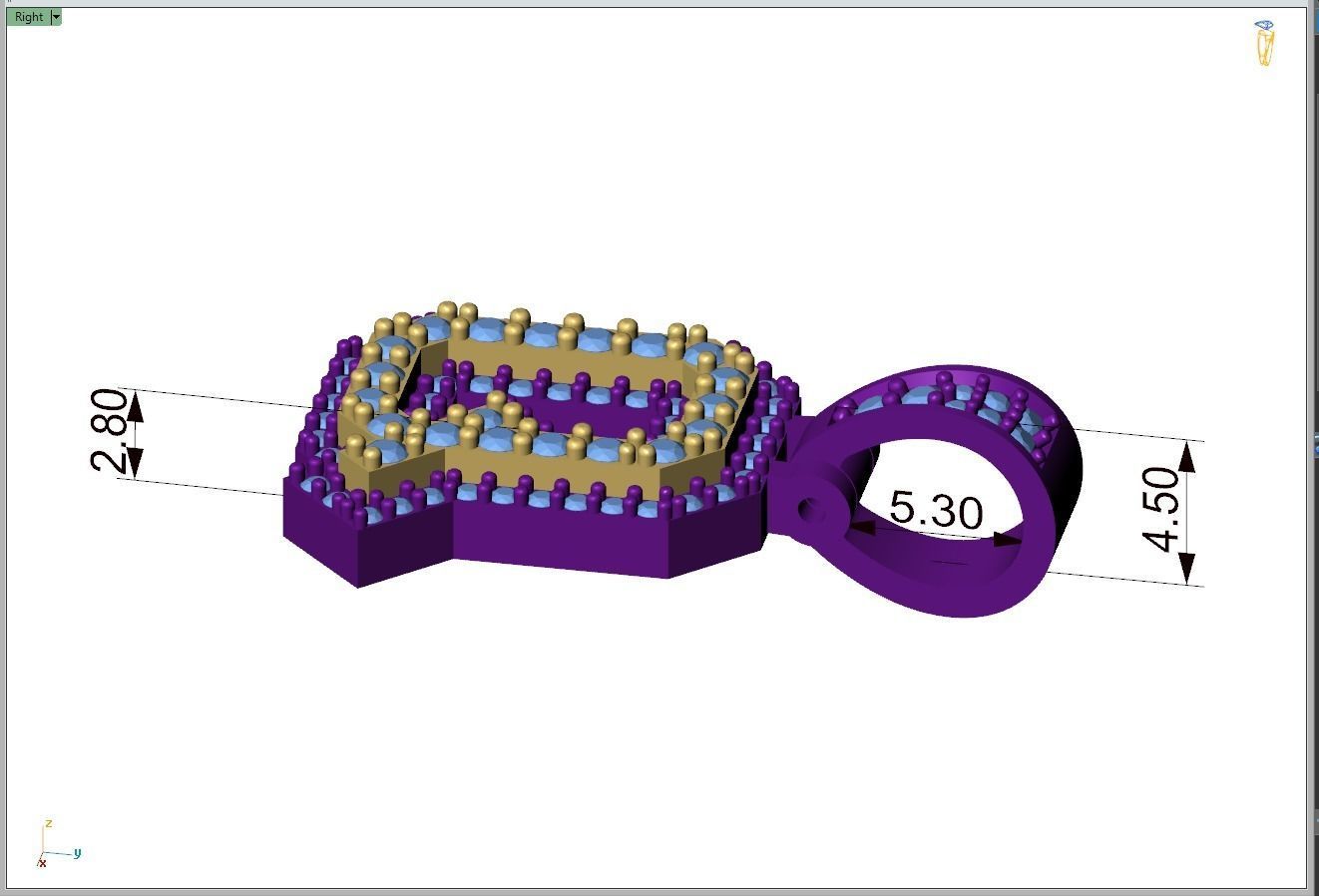 Custom Initial Q Letter Diamond Pendant A to Z Alphabet Necklace 3D print model_7