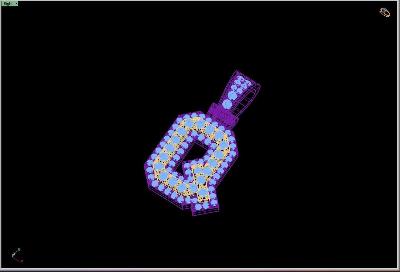 Custom Initial Q Letter Diamond Pendant A to Z Alphabet Necklace 3D print model_12