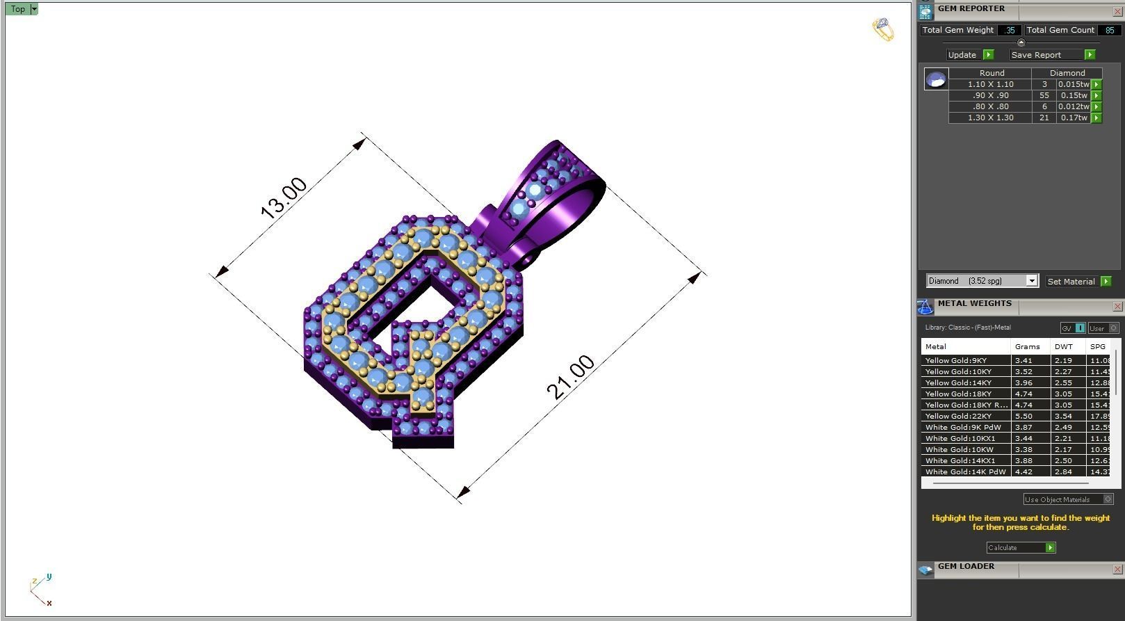 Custom Initial Q Letter Diamond Pendant A to Z Alphabet Necklace 3D print model_6