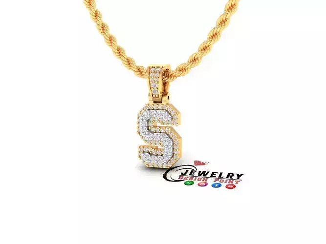 Custom Initial S Letter Diamond Pendant A to Z Alphabet Necklace