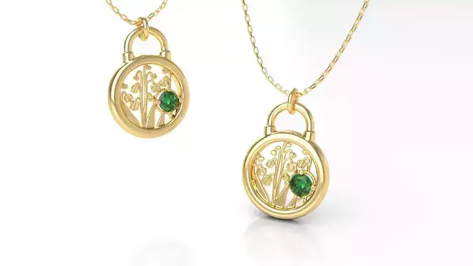 Birthflower Padlock Pendant May 3D print model