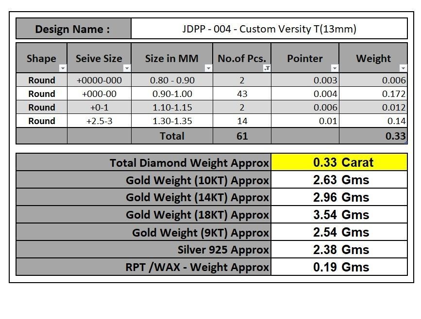 Custom Initial T Letter Diamond Pendant A to Z Alphabet Necklace 3D print model_18