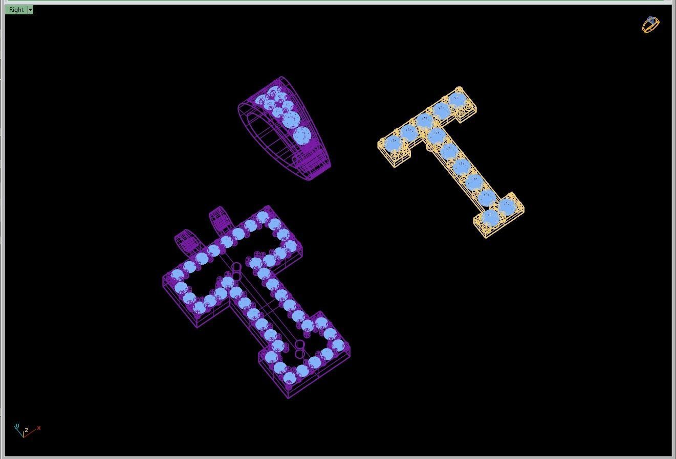 Custom Initial T Letter Diamond Pendant A to Z Alphabet Necklace 3D print model_14