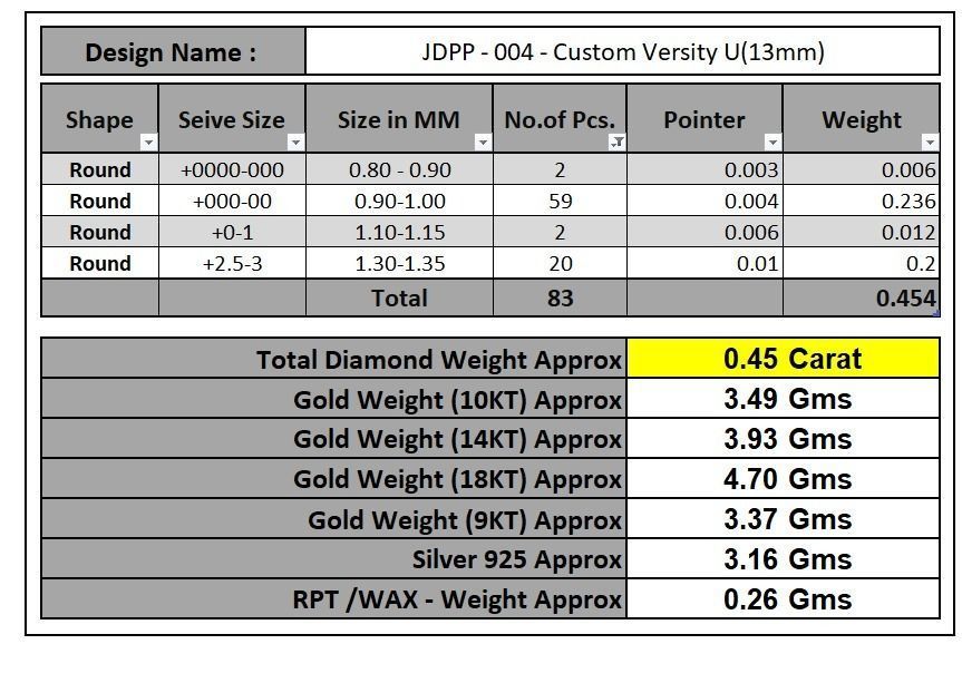 Custom Initial U Letter Diamond Pendant A to Z Alphabet Necklace 3D print model_17