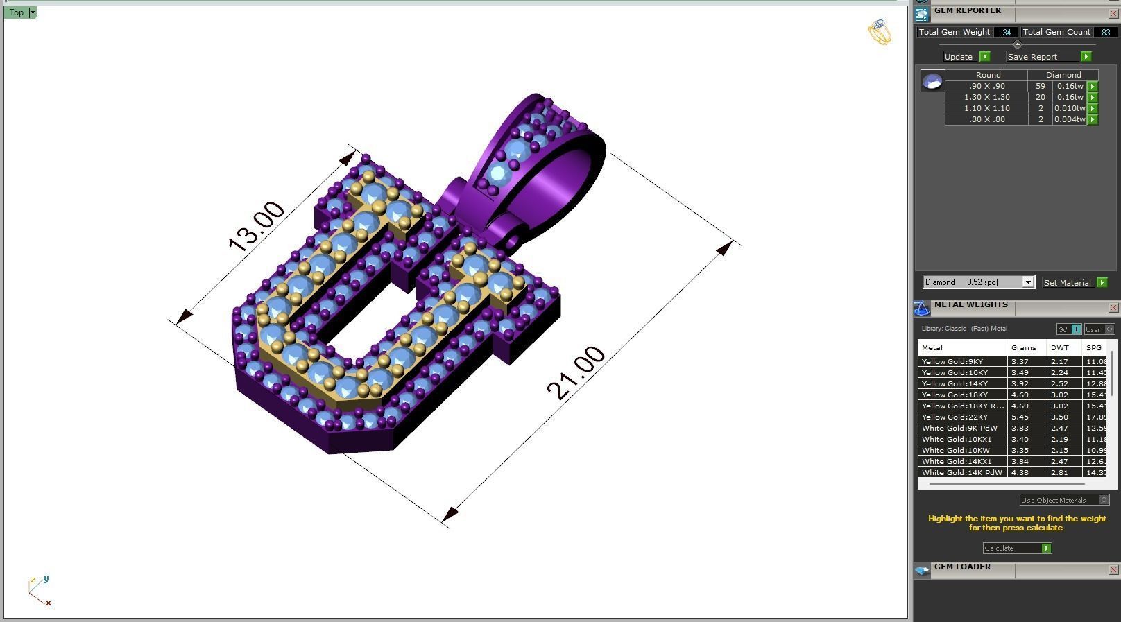 Custom Initial U Letter Diamond Pendant A to Z Alphabet Necklace 3D print model_6