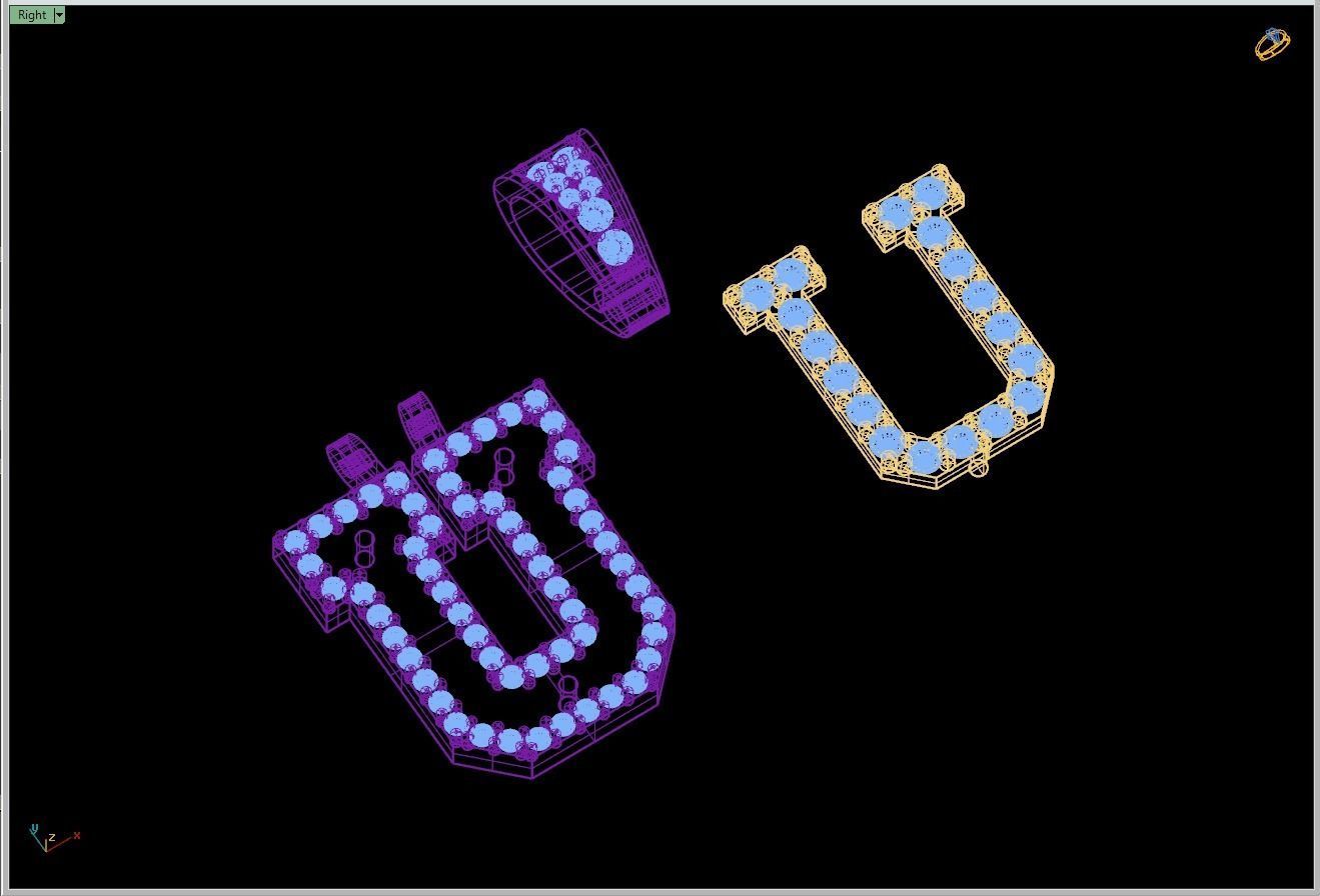 Custom Initial U Letter Diamond Pendant A to Z Alphabet Necklace 3D print model_13