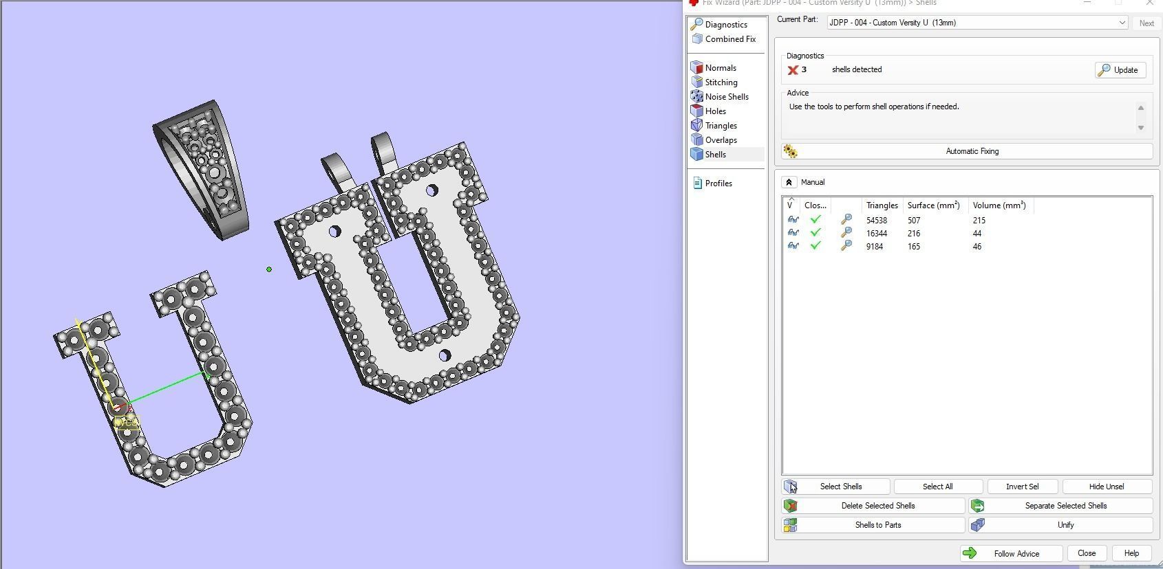 Custom Initial U Letter Diamond Pendant A to Z Alphabet Necklace 3D print model_15