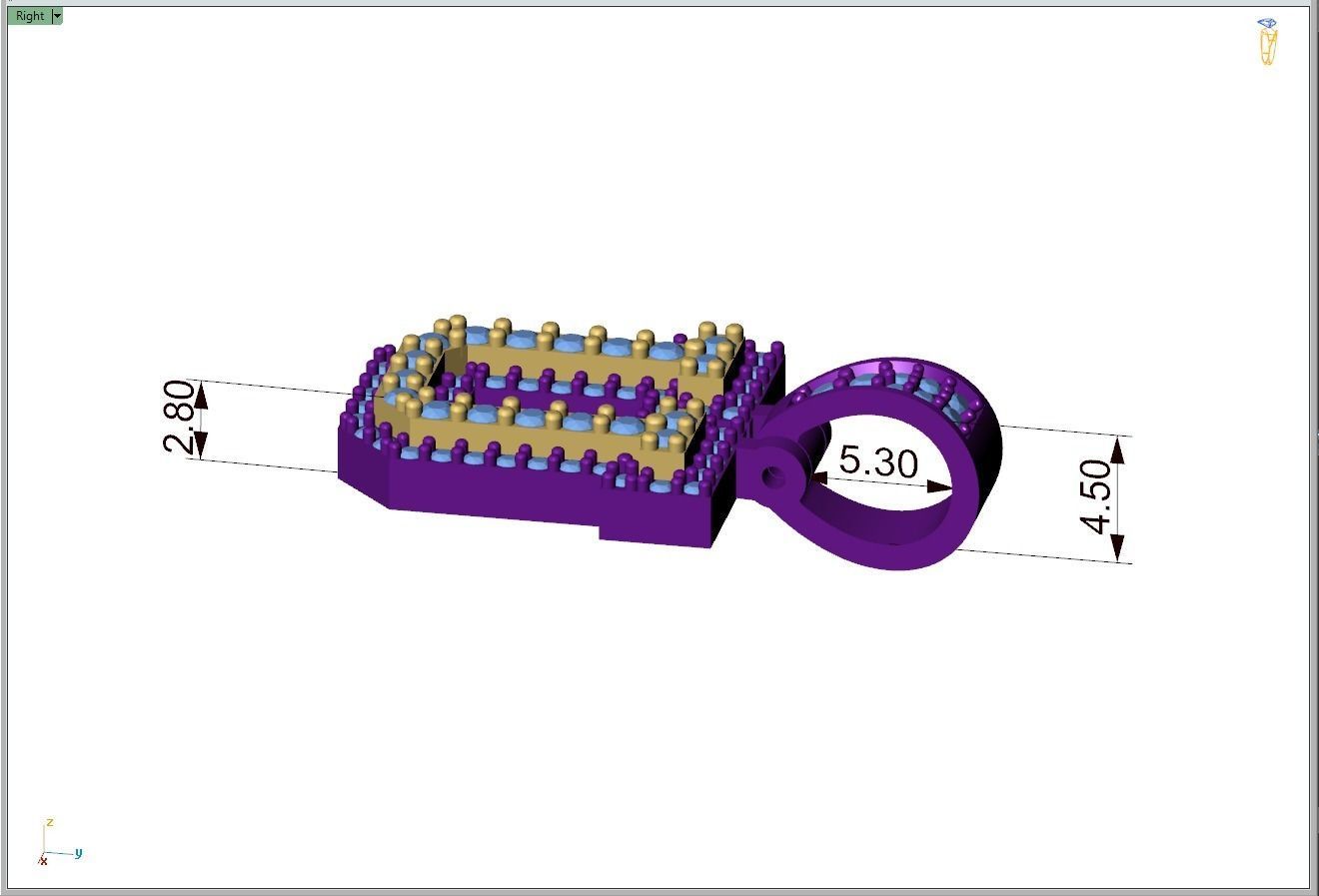 Custom Initial U Letter Diamond Pendant A to Z Alphabet Necklace 3D print model_7