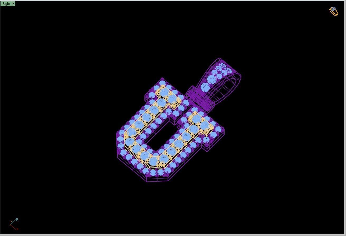 Custom Initial U Letter Diamond Pendant A to Z Alphabet Necklace 3D print model_12