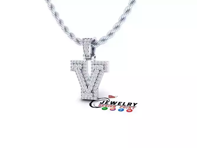 Custom Initial V Letter Diamond Pendant A to Z Alphabet Necklace