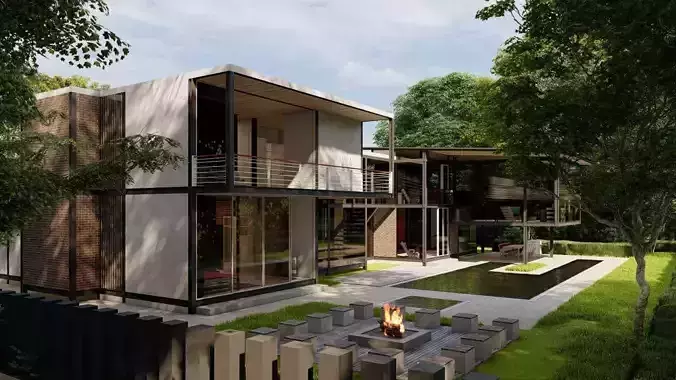 Casa Scene-villa-modern house 3D model