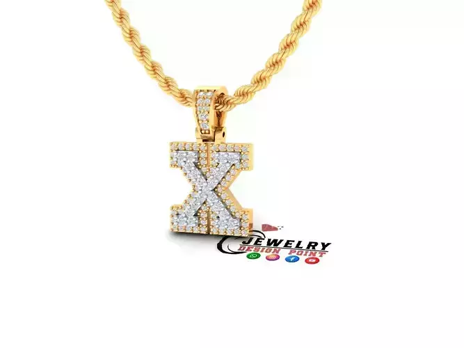 Custom Initial X Letter Diamond Pendant A to Z Alphabet Necklace