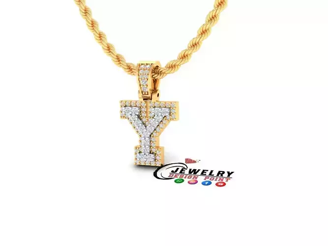 Custom Initial Y Letter Diamond Pendant A to Z Alphabet Necklace