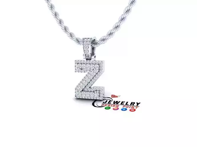 Custom Initial Z Letter Diamond Pendant A to Z Alphabet Necklace