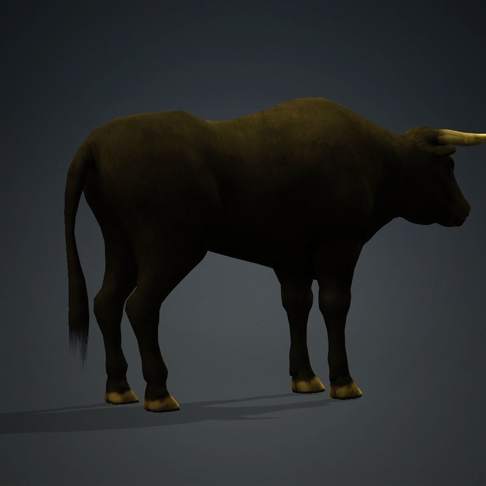 Animated Bull Low-poly 3D model_2