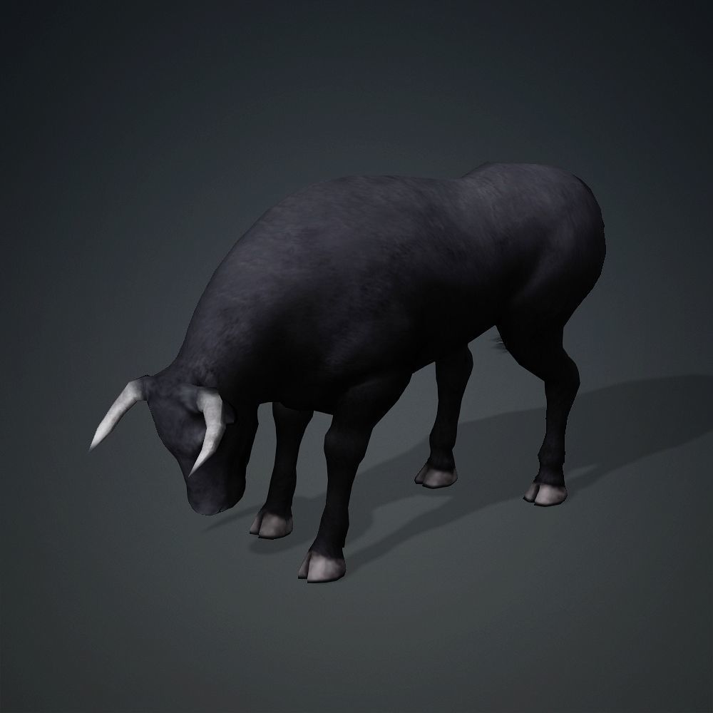 Animated Bull Low-poly 3D model_5