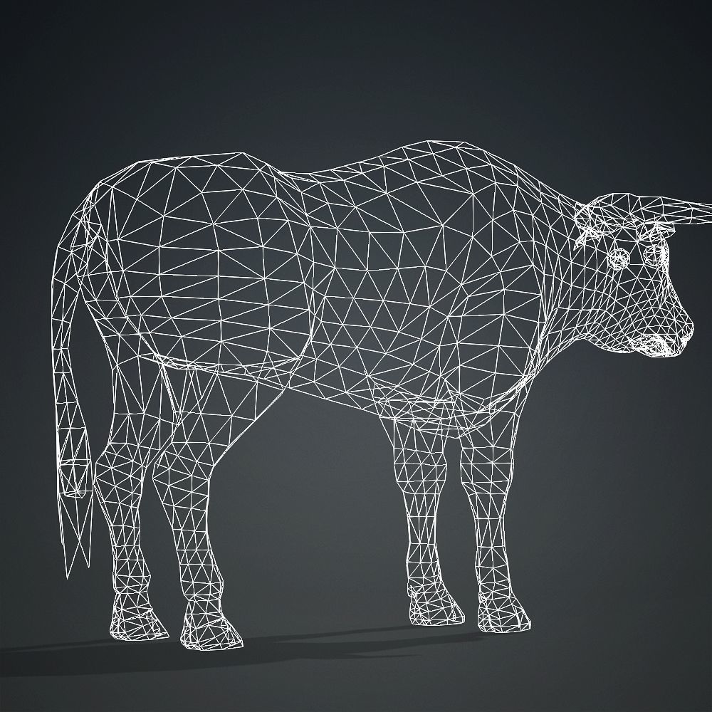 Animated Bull Low-poly 3D model_4