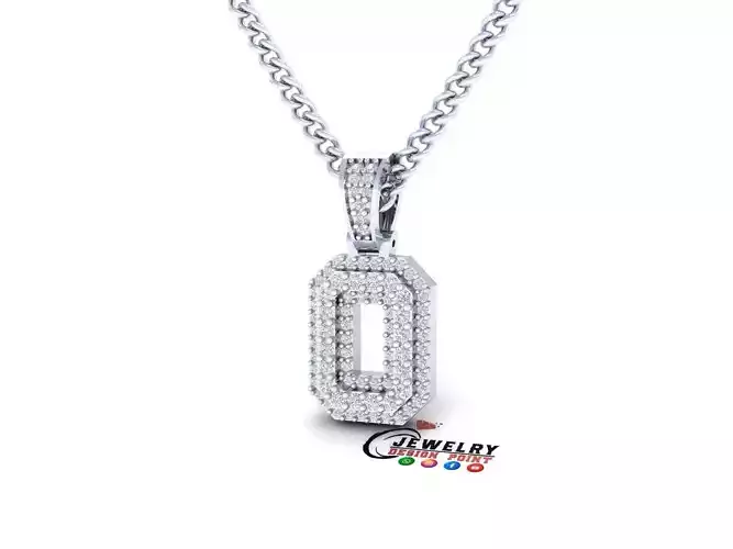 Custom Number 0 Letter Diamond Pendant 0 to 9 Initial Necklace 3D print model