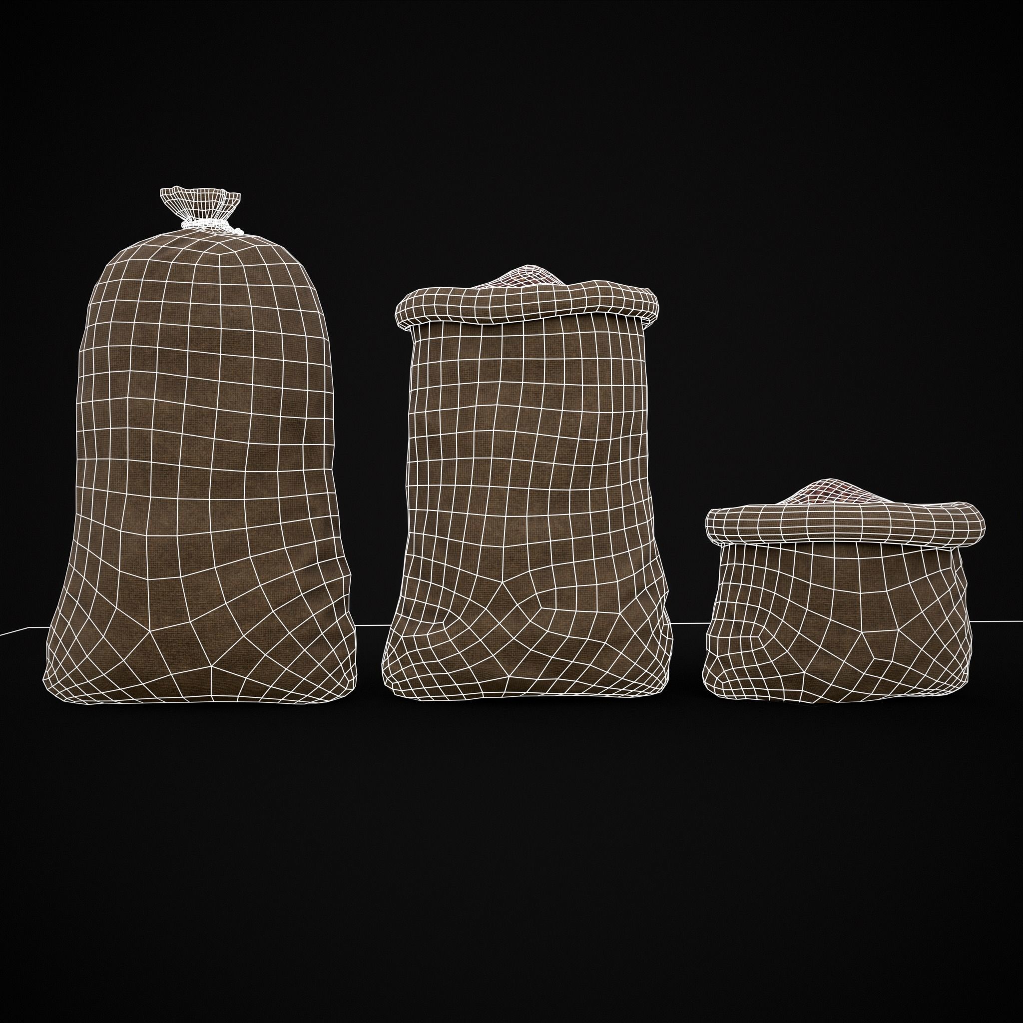 Burlap Sacks of Chestnuts Low-poly 3D model_18