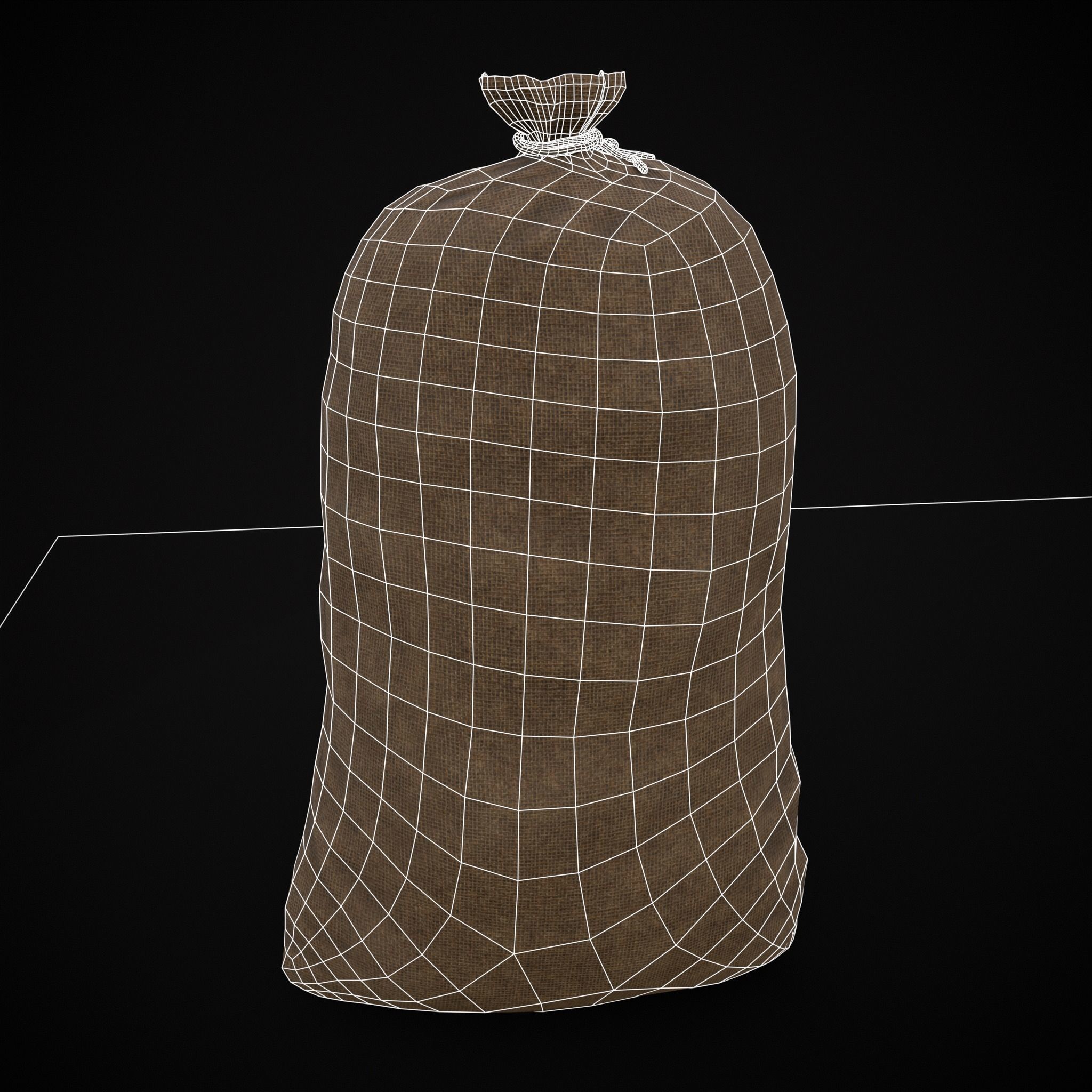 Burlap Sacks of Chestnuts Low-poly 3D model_12