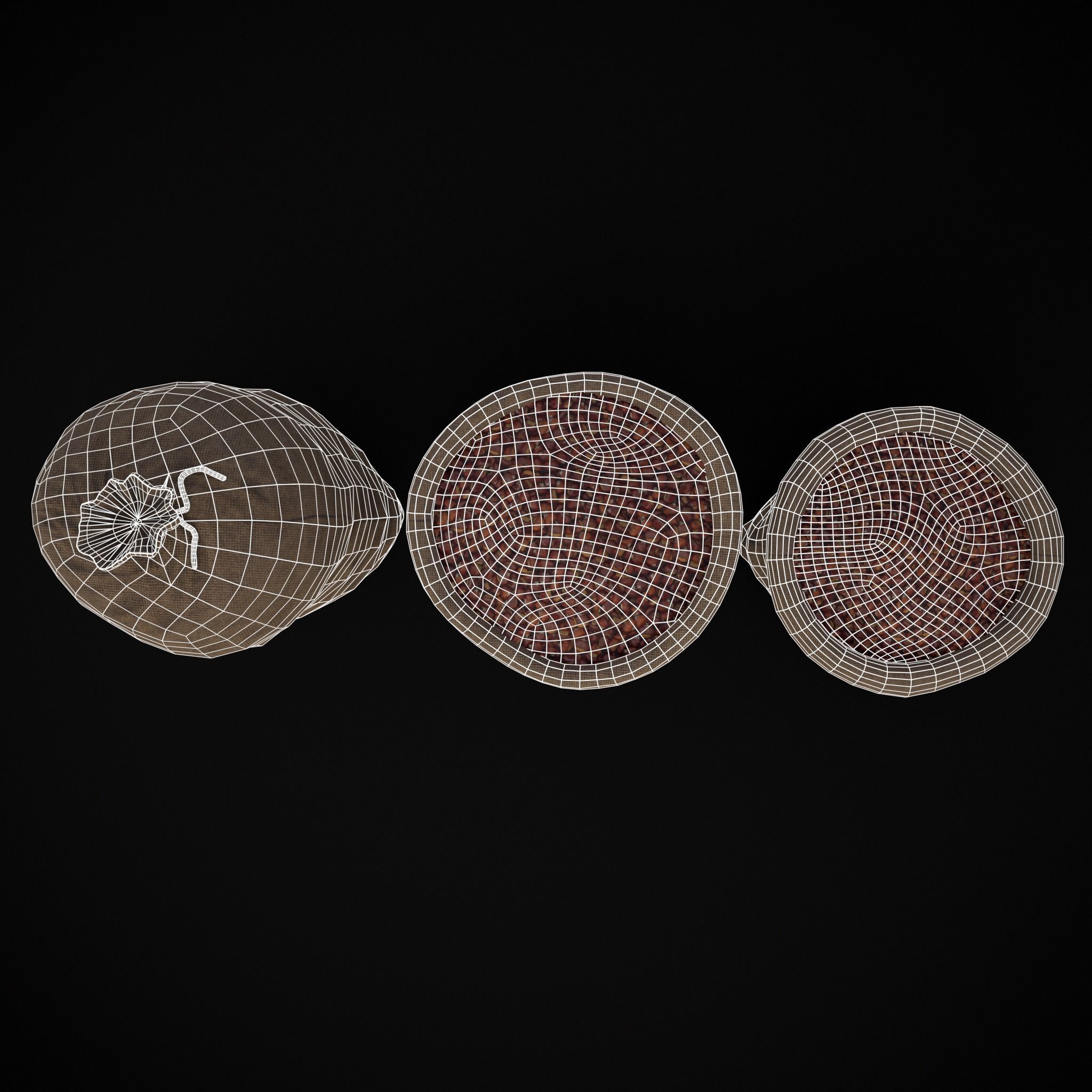 Burlap Sacks of Chestnuts Low-poly 3D model_6