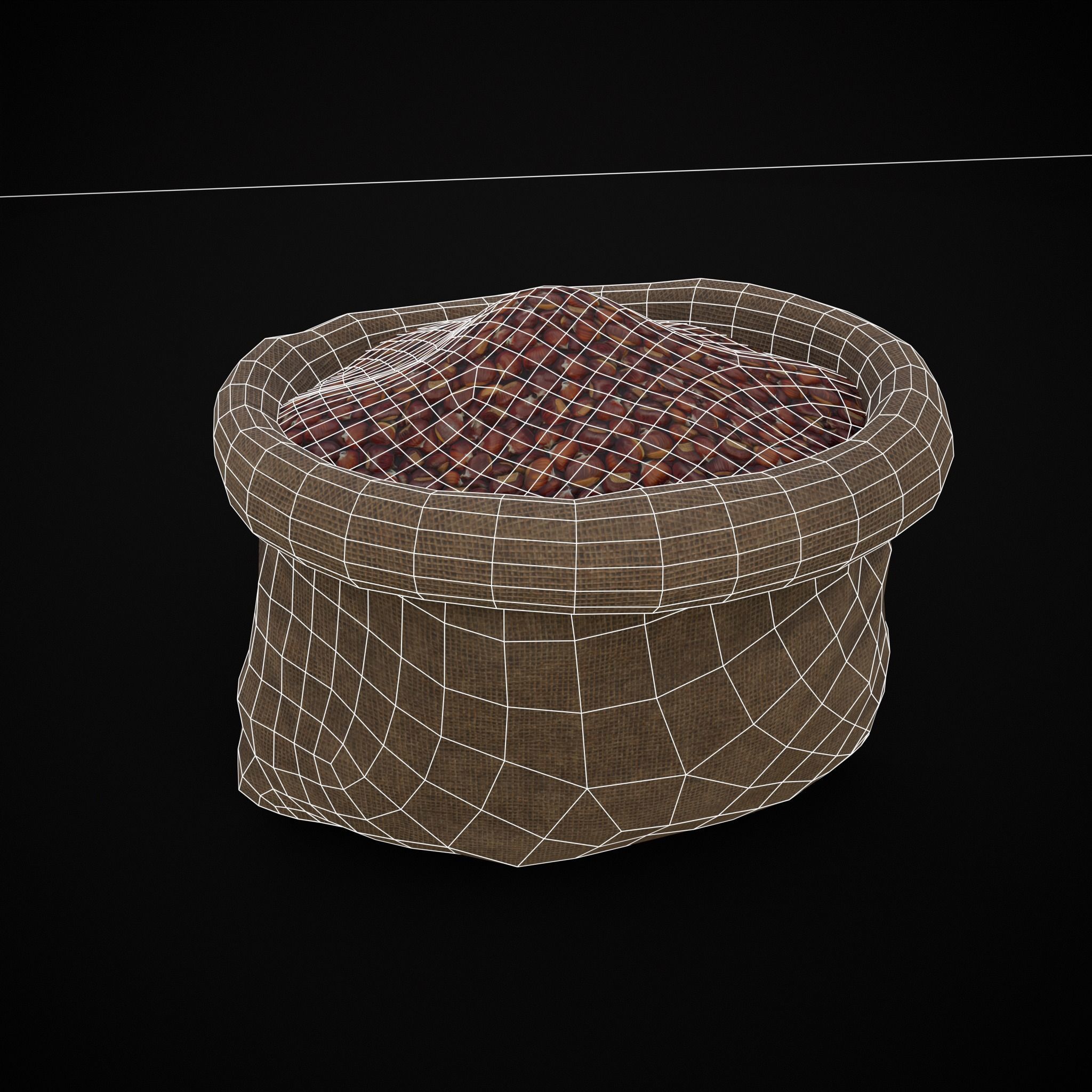 Burlap Sacks of Chestnuts Low-poly 3D model_16
