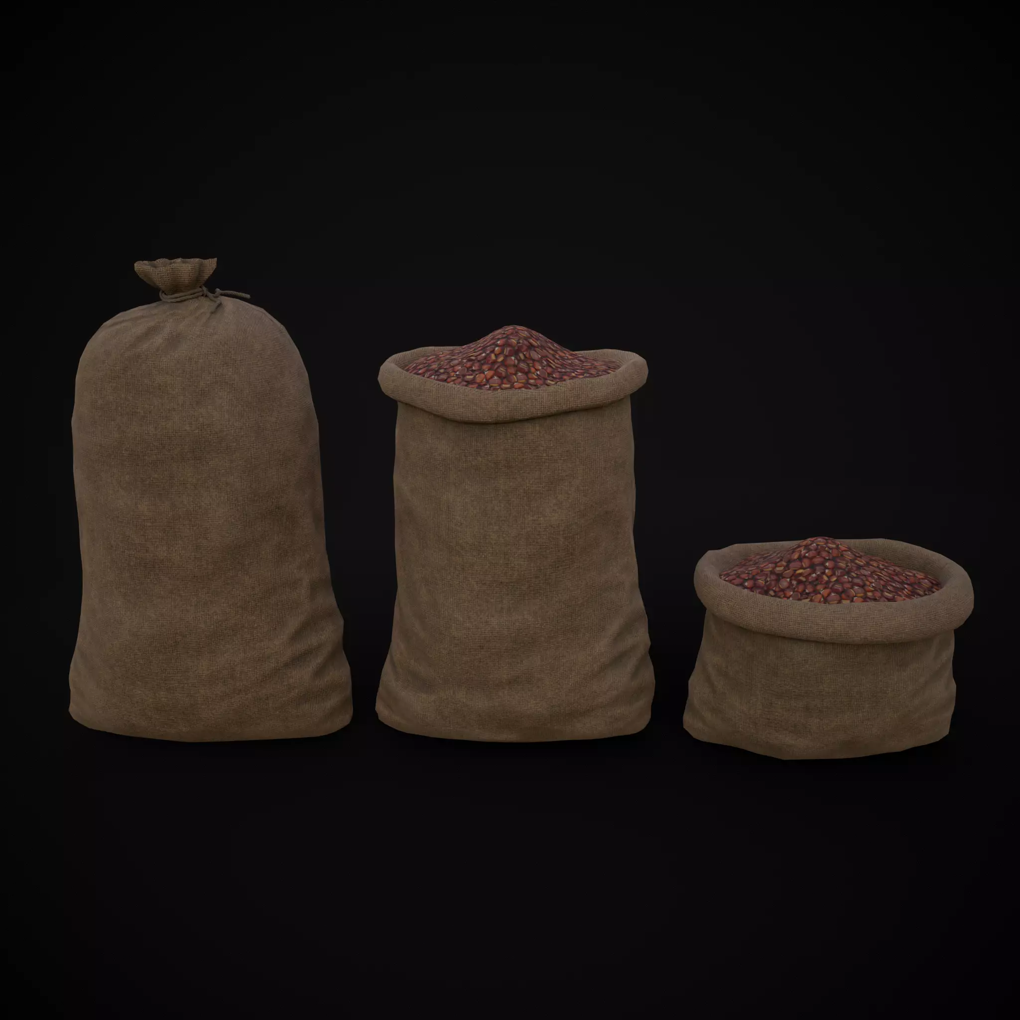 Burlap Sacks of Chestnuts Low-poly 3D model_0