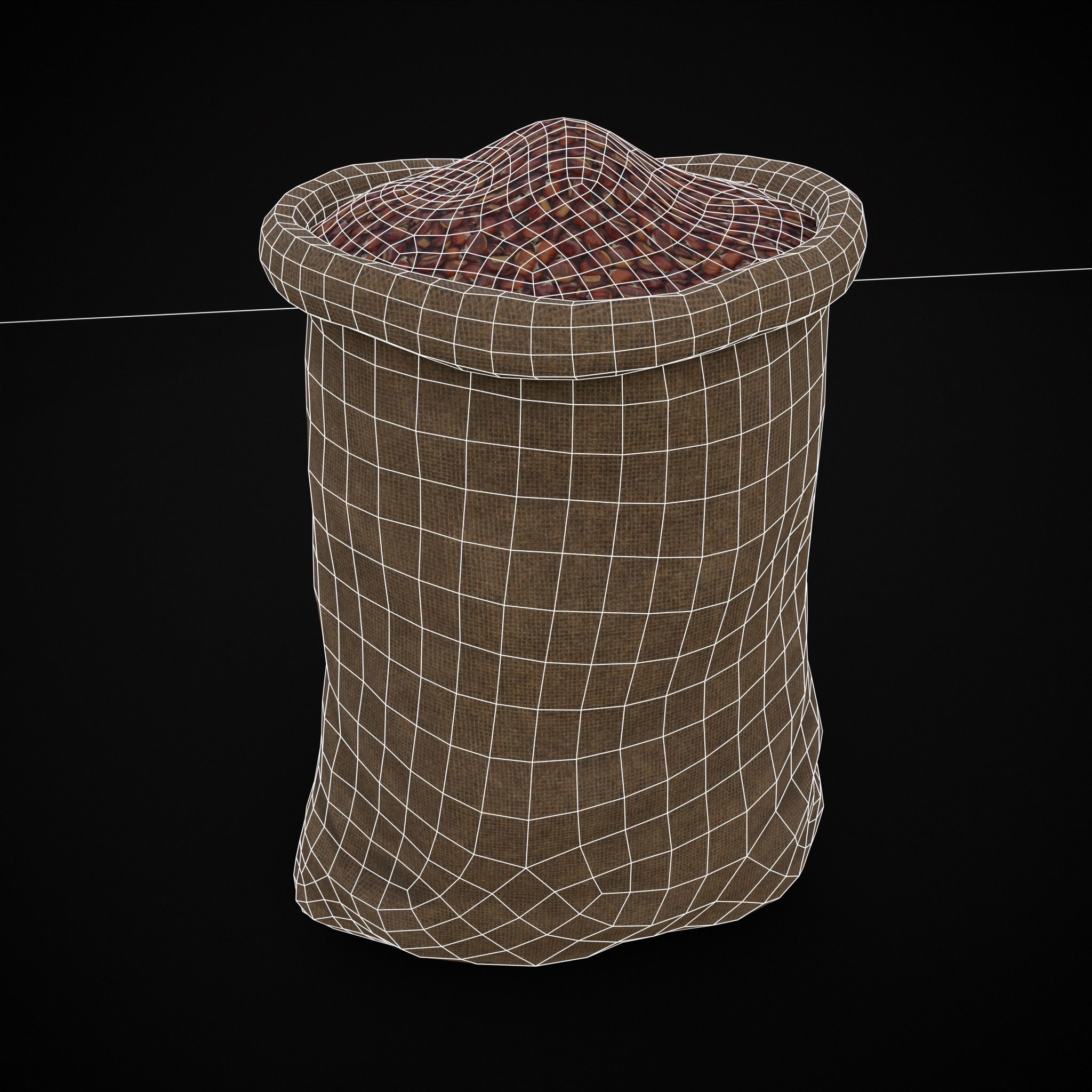 Burlap Sacks of Chestnuts Low-poly 3D model_14