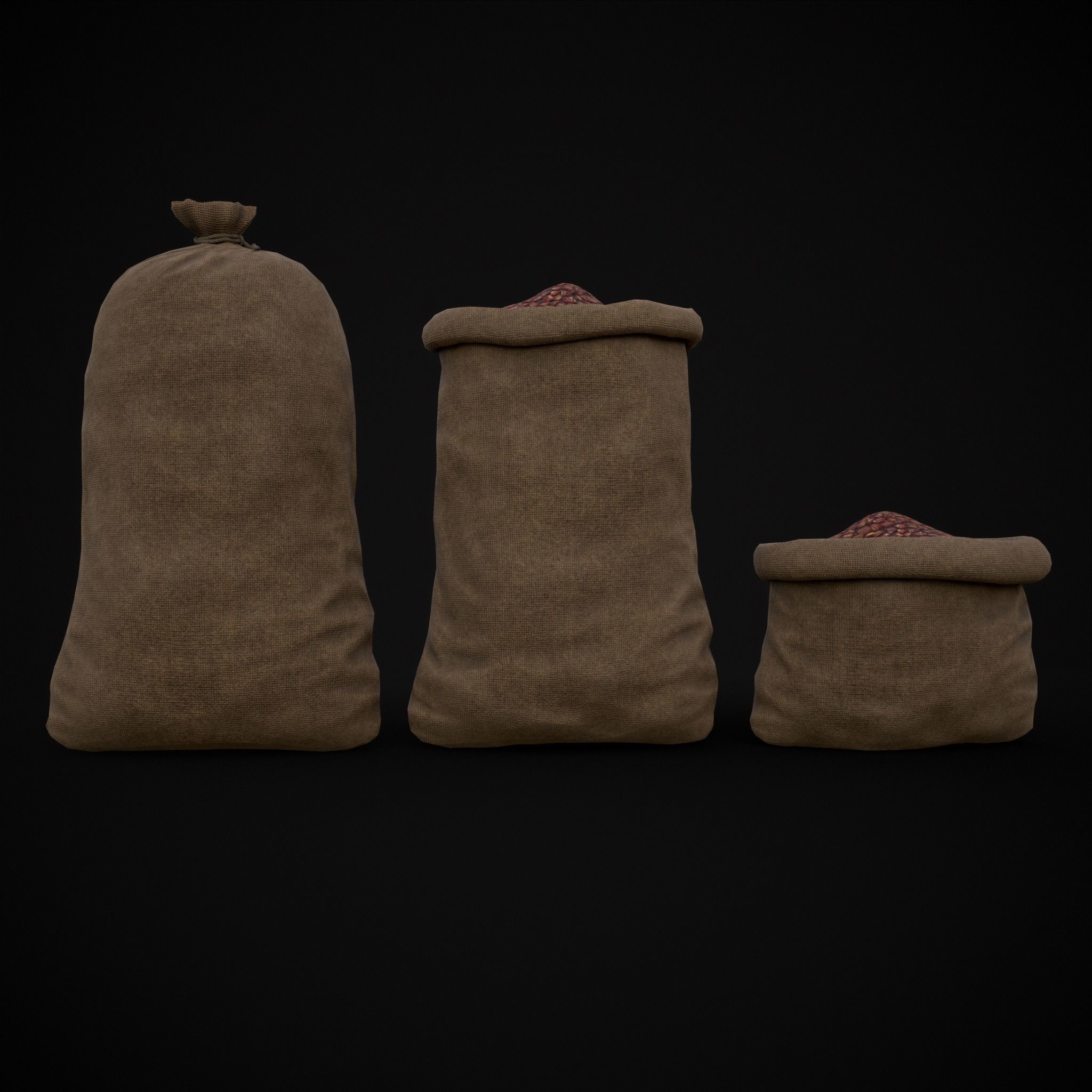 Burlap Sacks of Chestnuts Low-poly 3D model_17