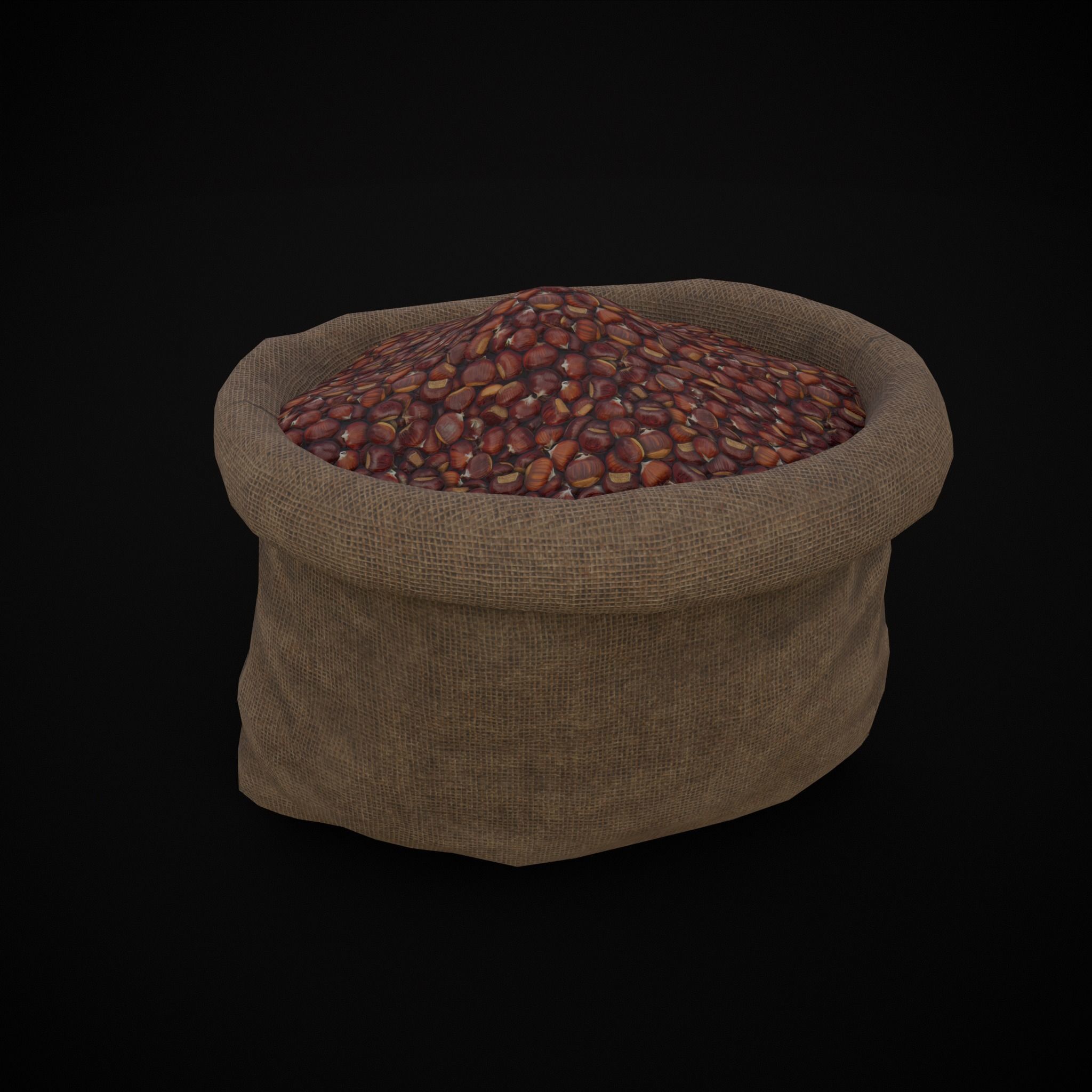 Burlap Sacks of Chestnuts Low-poly 3D model_15