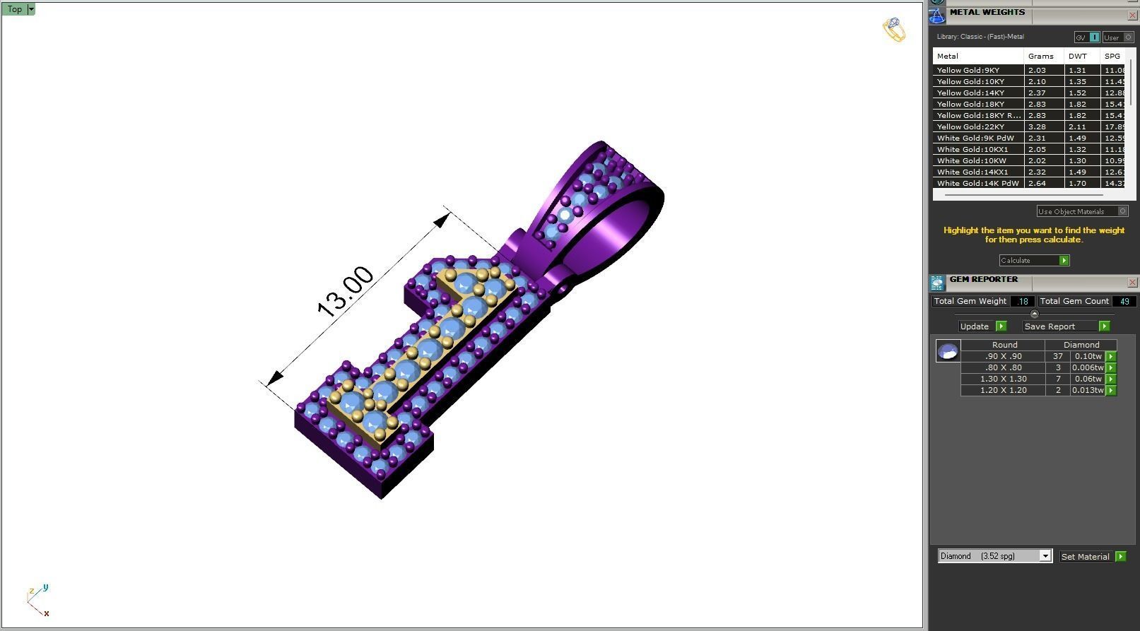 Custom Number 1 Letter Diamond Pendant 0 to 9 Initial Necklace 3D print model_6