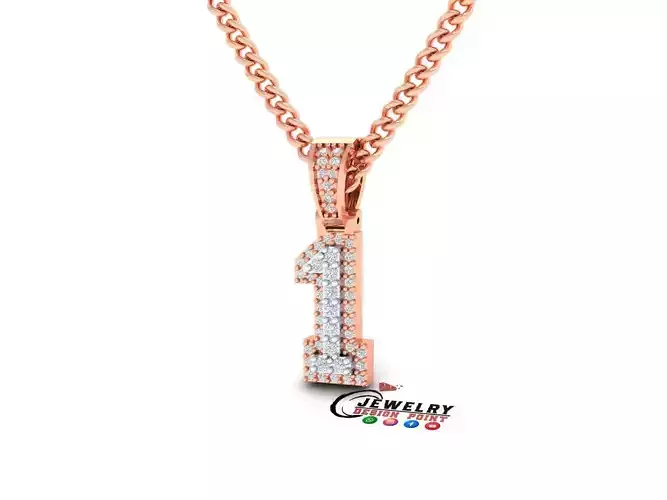 Custom Number 1 Letter Diamond Pendant 0 to 9 Initial Necklace 3D print model