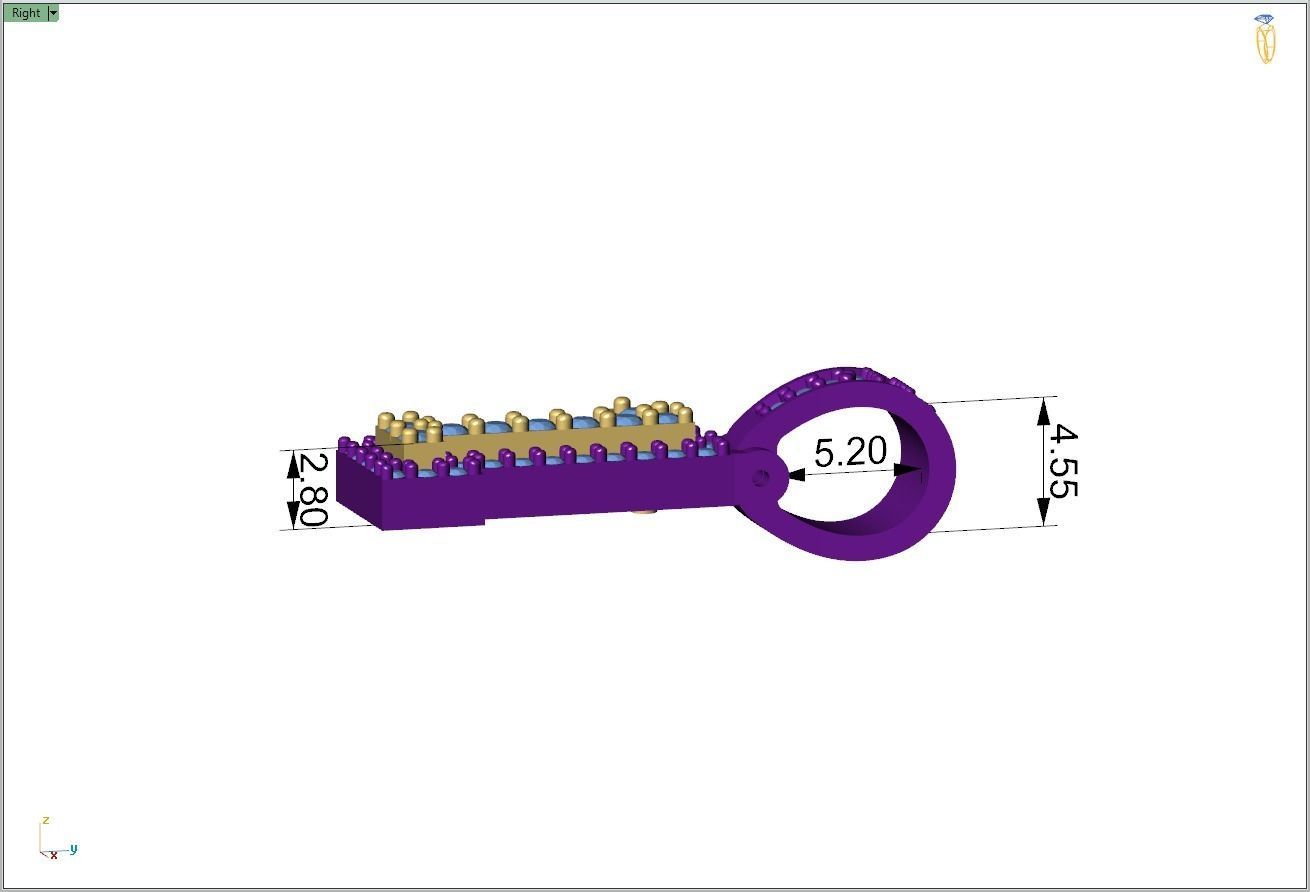 Custom Number 1 Letter Diamond Pendant 0 to 9 Initial Necklace 3D print model_7