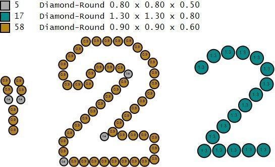 Custom Number 2 Letter Diamond Pendant 0 to 9 Initial Necklace 3D print model_16