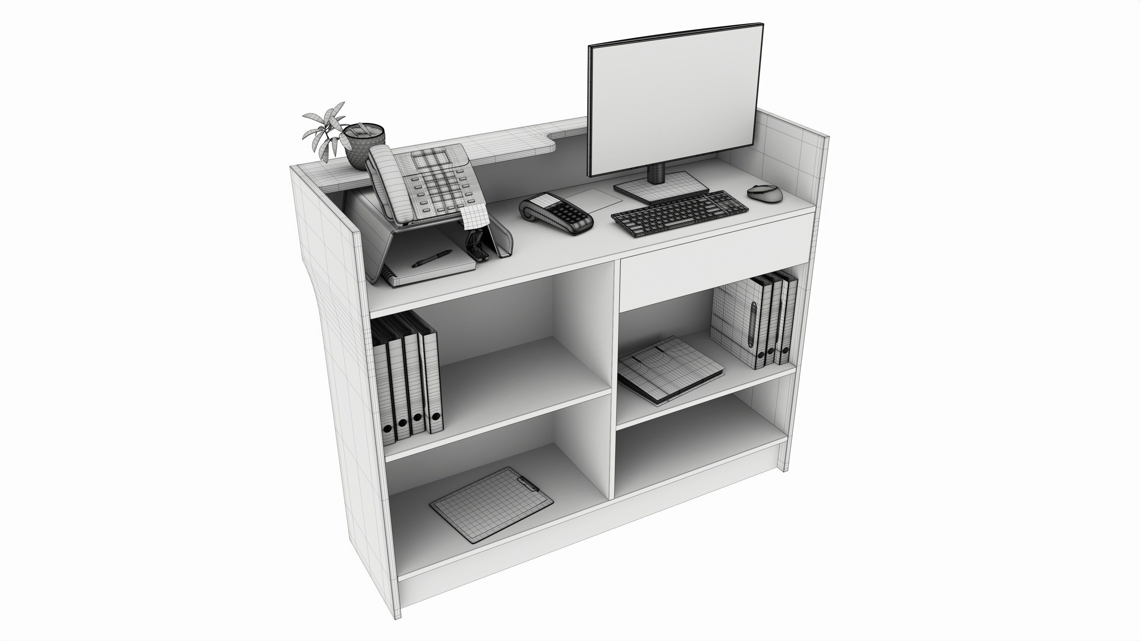 Store Register Checkout Counter Large 3D model_5