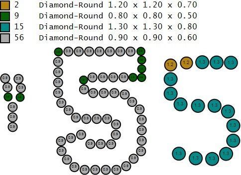 Custom Number 5 Letter Diamond Pendant 0 to 9 Initial Necklace 3D print model_15