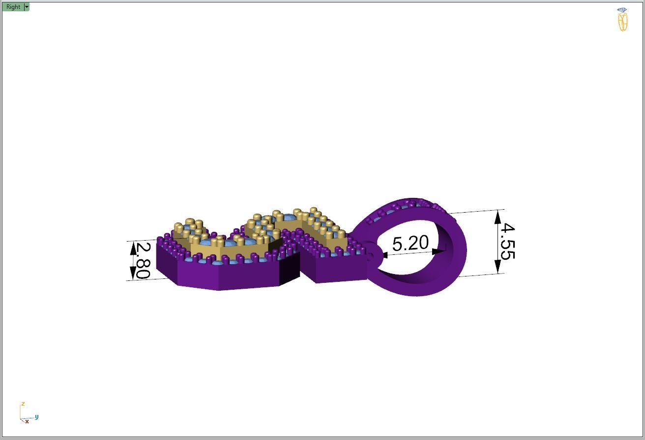 Custom Number 5 Letter Diamond Pendant 0 to 9 Initial Necklace 3D print model_7