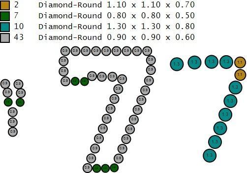 Custom Number 7 Letter Diamond Pendant 0 to 9 Initial Necklace 3D print model_15