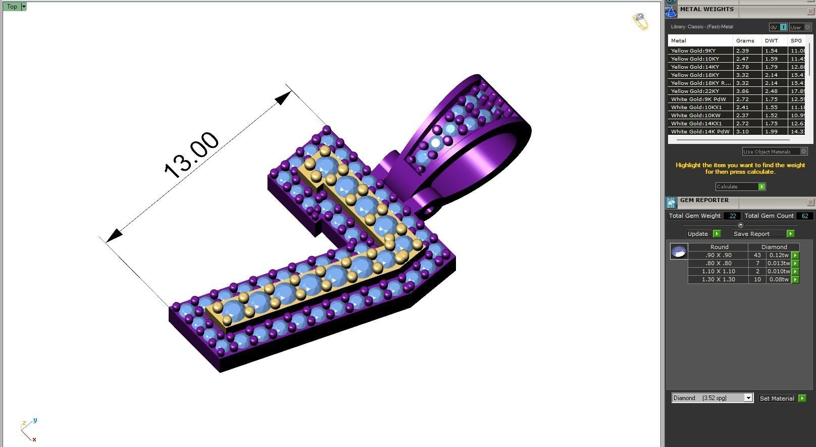 Custom Number 7 Letter Diamond Pendant 0 to 9 Initial Necklace 3D print model_6