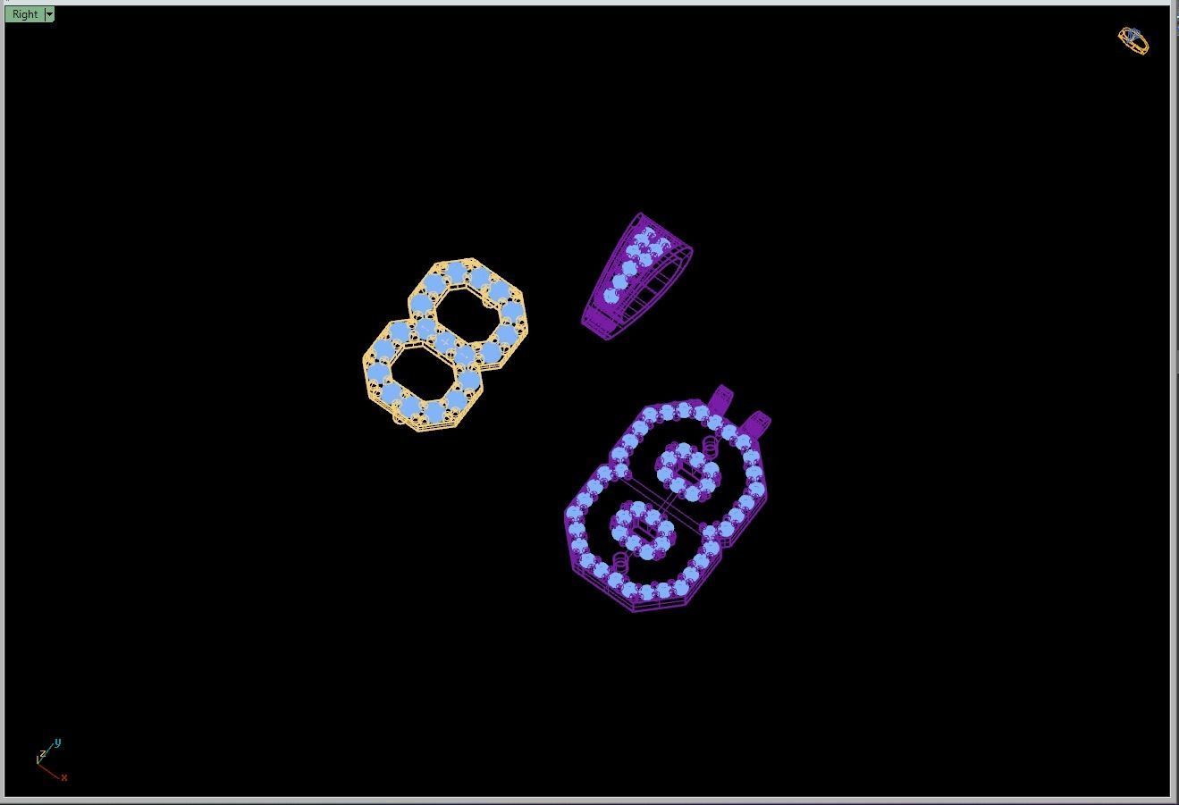 Custom Number 8 Letter Diamond Pendant 0 to 9 Initial Necklace 3D print model_14