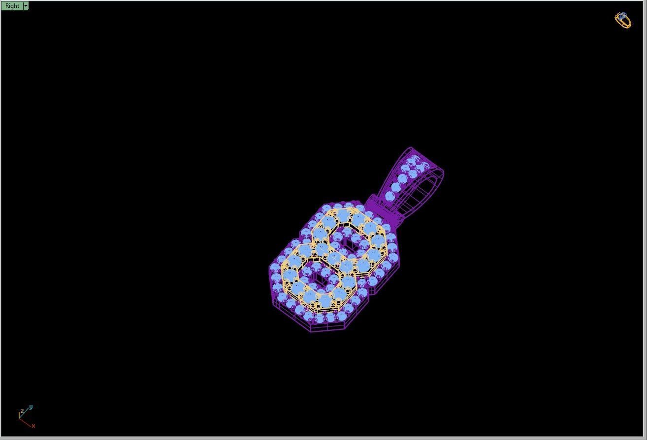 Custom Number 8 Letter Diamond Pendant 0 to 9 Initial Necklace 3D print model_13