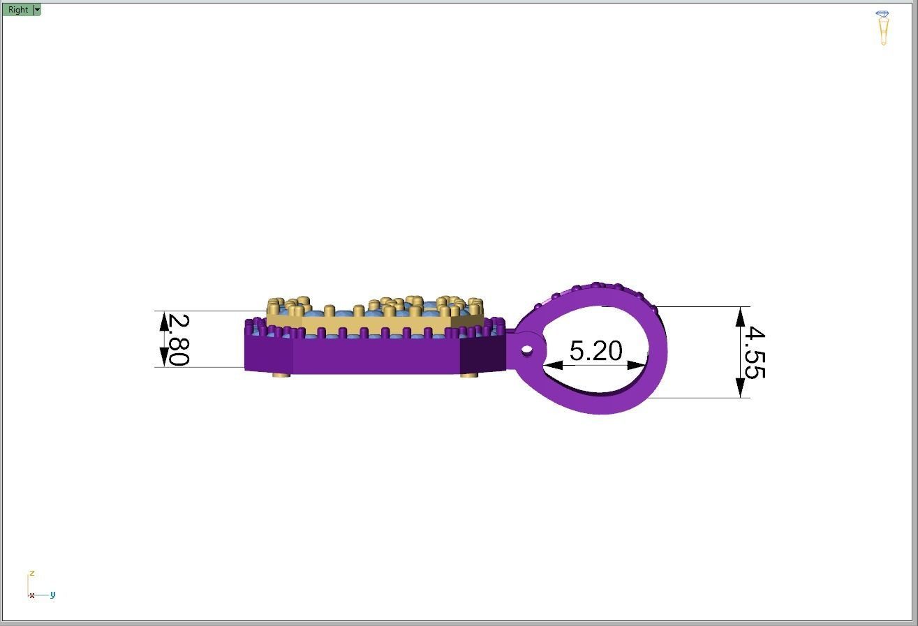 Custom Number 9 Letter Diamond Pendant 0 to 9 Initial Necklace 3D print model_7