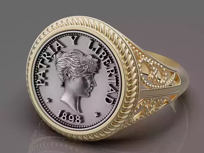 Anniversary of Souvenir Peso Coin printable Ring
