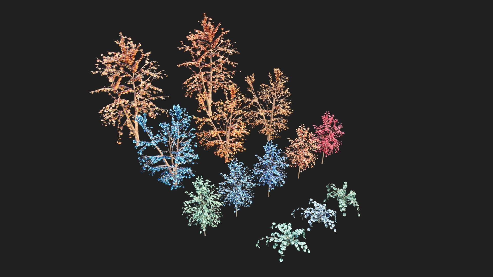 Types texture of leaves and trees low poly Low-poly 3D model_4