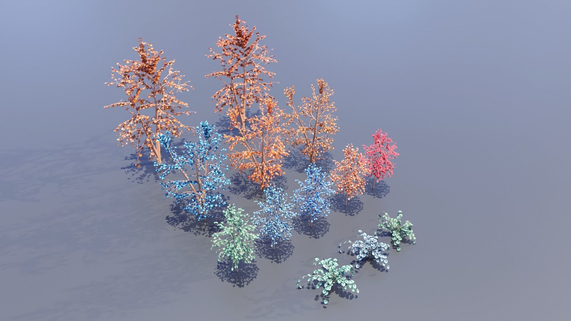 Types texture of leaves and trees low poly Low-poly 3D model_9